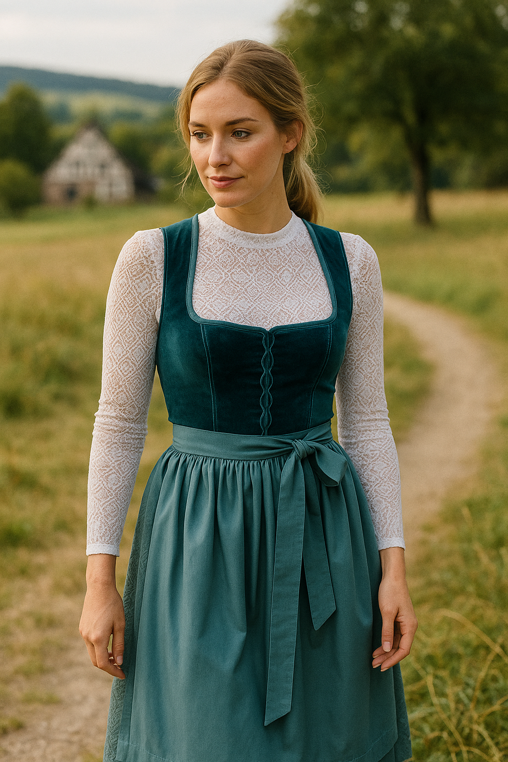 Clara | Damen Hochgeschlossene Oktoberfest Tracht | Samtoptik