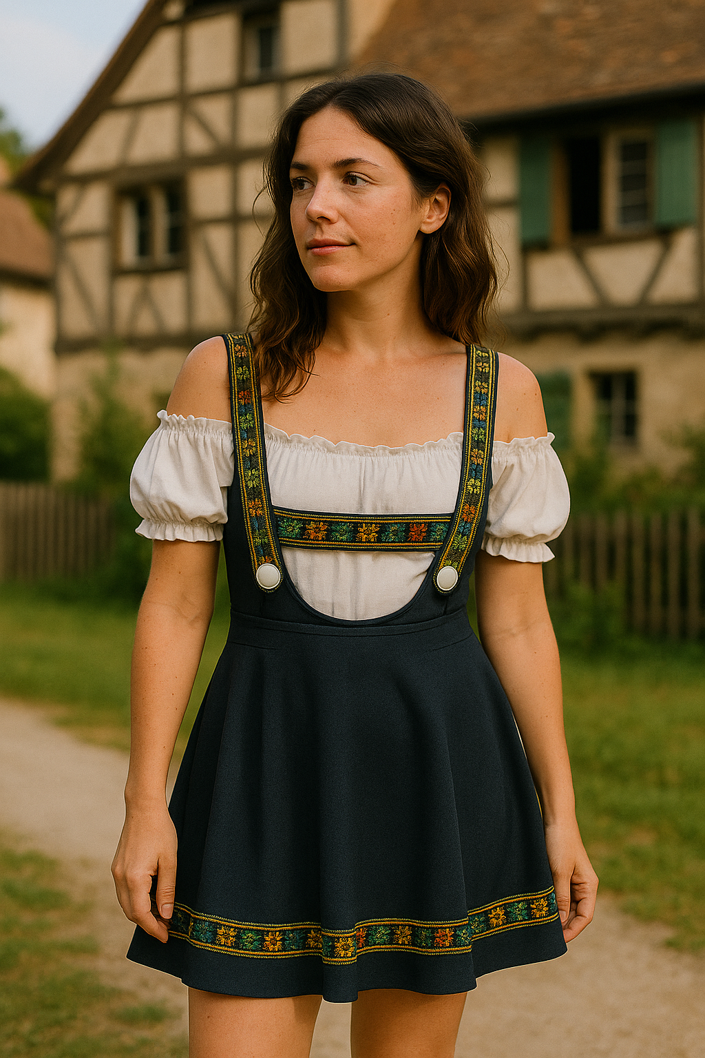 Lena | Damen Langarm Oktoberfest Kleid | Tracht mit Stickträgern