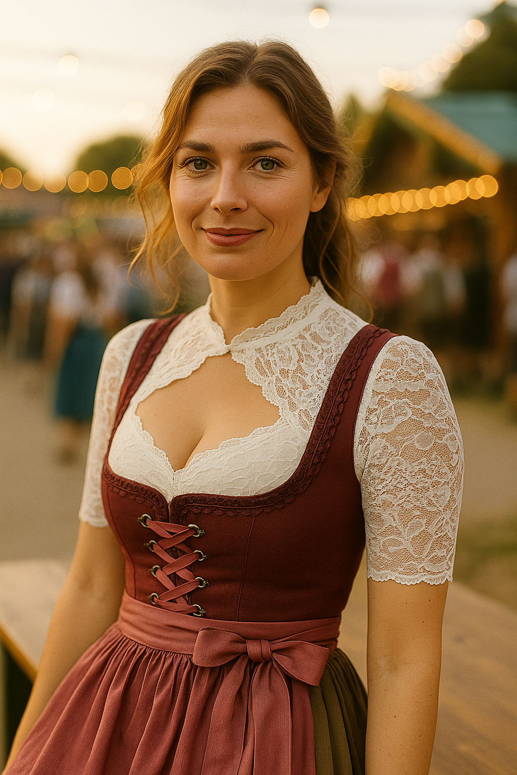 Nina | Damen Hochgeschlossene Schwarze Oktoberfest Dirndl Bluse | Herzausschnitt
